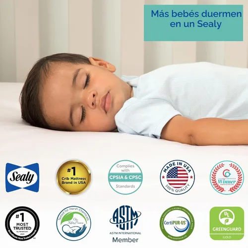 Vista 5 de Sealy OptiCool - Colchón prémium para cuna de bebé y cama infantil, colchón hipoalergénico y transpirable, colchón de espuma viscoelástica