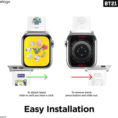 Vista 5 de elago Correa BT21 compatible con Apple Watch Series ULTRA/SE/9/8/7/6/SE/5/4/3/2/1 [producto oficial]