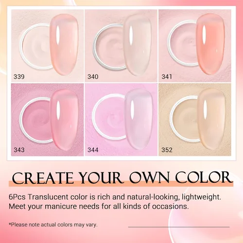 Vista 9 de AZUREBEAUTY - Juego de 6 polvos de inmersión translúcidos color rosa nude transparente Rosado jalea