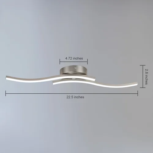 Vista 7 de EDISLIVE Moderna lámpara de techo LED regulable curva, 2 luces de 22.5 pulgadas, lámpara de techo minimalista LED empotrada para dormitorio