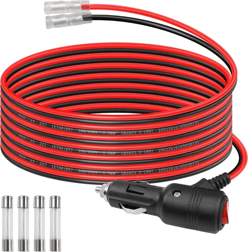 Vista 8 de GELRHONR Enchufe macho de repuesto para encendedor de cigarrillos de 12 voltios con cables y luz LED, cable de extensión de encendedor