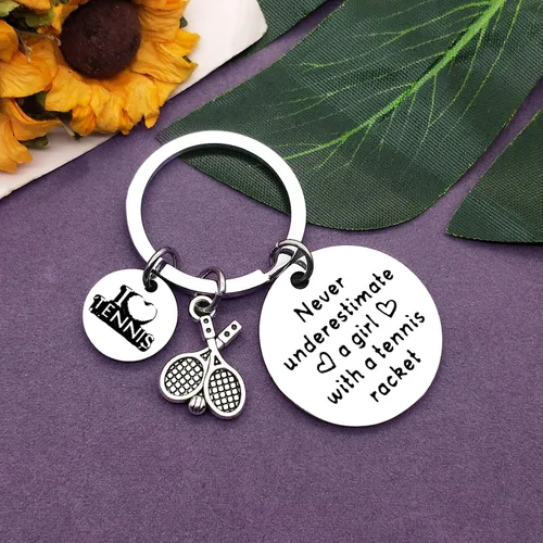 Vista 4 de Vadaka Regalo de joyería para amantes del tenis, llavero de regalo de tenis para niñas, adolescentes, tenis, niña, joyería de tenista, regalo