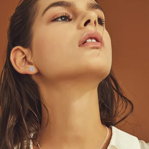 Vista 3 de Aretes colgantes de plata de ley 925 con piedra natal, aretes hipoalergénicos para orejas sensibles
