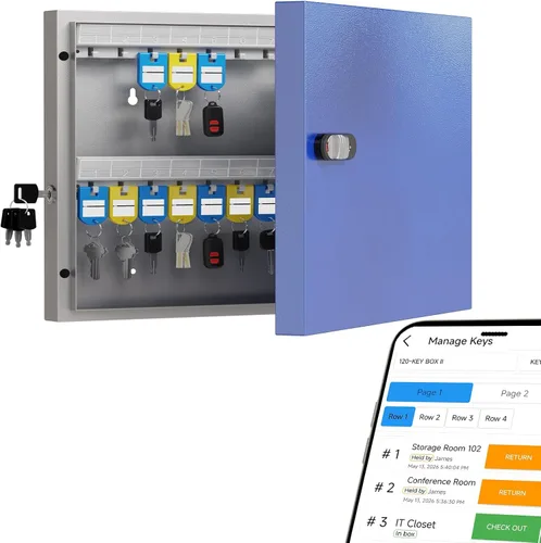 Vista 10 de Caja de bloqueo de 16 llaves de montaje en pared, APP Bluetooth/Contraseña de una sola vez/Control remoto Wi-Fi, gabinete de llaves inteligente