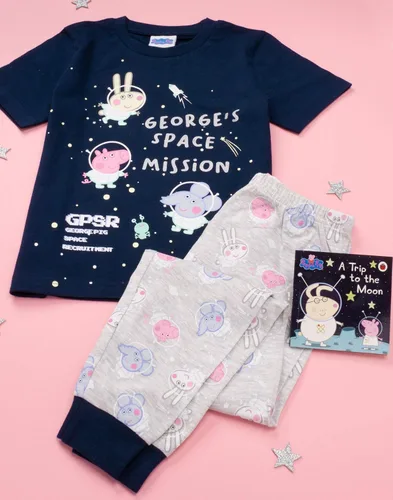 Vista 5 de Peppa Pig George Pyjamas Boys Girls Space T Shirt Trousers Pjs With Story Book