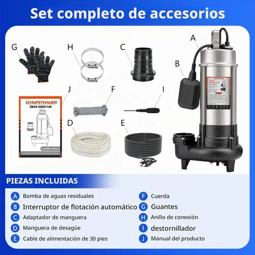 Vista 13 de Bomba de amoladora de aguas residuales de 1,5 HP, bombas de sumidero