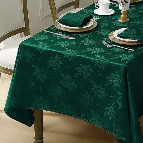 Vista 16 de Romanstile Mantel rectangular de jacquard, resistente al agua, elegante, con patrón floral de rosa damasco, mantel decorativo de poliéster lavable