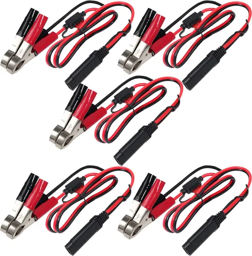 Vista 10 de Paquete de 3: Clip de cocodrilo de batería de 1.5 pies y 12 V a SAE 2 pines, cable de desconexión rápida SAE a cable de abrazadera de batería