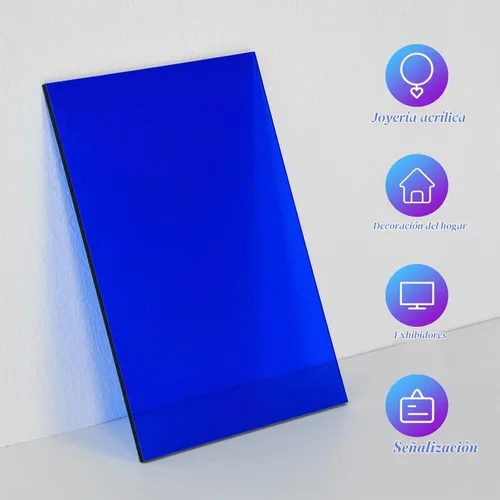 Vista 4 de Paquete de 5 hojas acrílicas de color azul translúcido transparente fácil de cortar para proyectos de arte de bricolaje, manualidades, proyectos