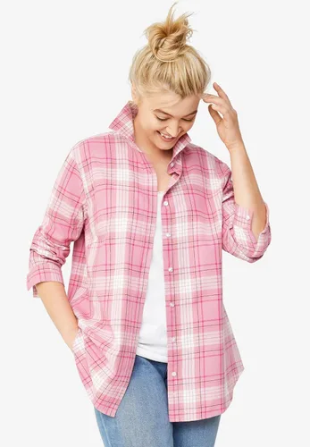 Vista 4 de Ellos Camisa de franela a cuadros de talla grande para mujer