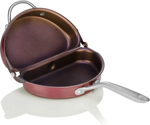 Vista 8 de TECHEF - Sartén para frittata y omelette, antiadherente de doble cara plegable, fabricada en Corea (libre de PFOA) (Negro)