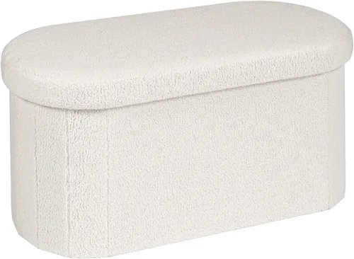 Vista 12 de B FSOBEIIALEO Otomana de Almacenamiento para Dormitorio, Reposapiés Otomano Plegable de Almacenamiento Boucle, Cubo Otomano Plegable Pequeño de Beige