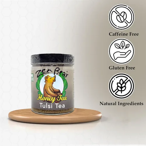 Vista 7 de Zen Bear Tulsi Tea – Mezcla de hojas de albahaca sagrada orgánica y miel pura – Té de hierbas para aliviar el estrés para relajación y bienestar