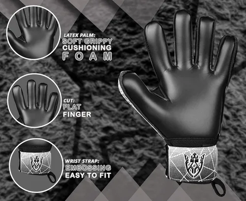 Vista 6 de Keeperking - Guantes de portero de fútbol para niños, jóvenes y adultos, palmas de agarre fuerte de látex con espinas removibles para la protección