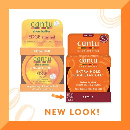 Vista 3 de Cantu Gel Extra Hold Edge Stay con manteca de karité, 2.25 onzas (el embalaje puede variar) (paquete de 2)