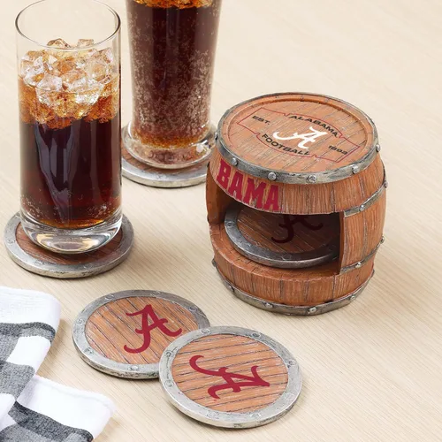 Vista 2 de FOCO NCAA College Team Logo 5-Pack Barril Bebida Bebida Coaster Set