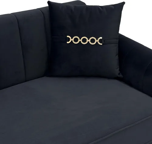 Vista 4 de Sofá de terciopelo de 87.5 pulgadas para sala de estar, moderno sofá de 3 plazas con 3 almohadas suaves, cómodo sofá de dos plazas tapizado de gran