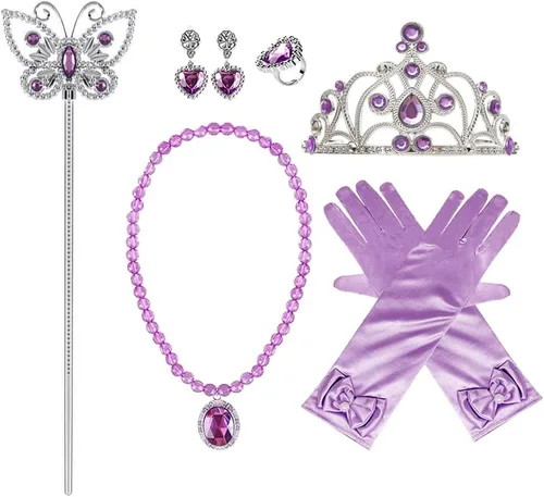 Vista 63 de Disfraz de princesa Sofía Rapunzel para niñas, disfraz de Halloween, Navidad, cumpleaños, fiesta con accesorios