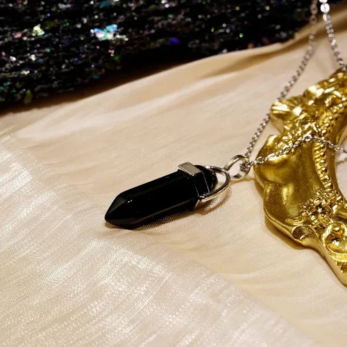 Vista 4 de POZANKI 2 collares con dije de cristal curativo de cuarzo negro y rojo, collar de corazón a juego para parejas, mejor amigo, novio, novia, regalo