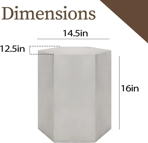 Vista 2 de COSIEST Mesa de Acento de Hormigón, Mesa Lateral de Patio Hexagonal 14.5"x16", Diseño Modular para Interior y Exterior, Gris Claro