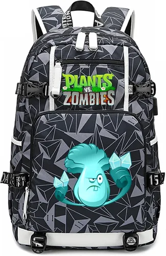 Vista 10 de ISaikoy Game Plants vs. Zombies - Mochila de hombro para libros, mochila escolar, color gris, Gris 15, Mochilas Daypack