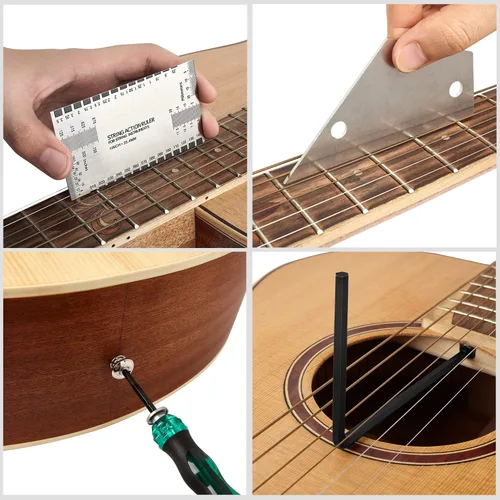 Vista 5 de Kit de herramientas de mantenimiento de reparación de guitarra de 65 piezas, kit de configuración de guitarra, accesorios de cuidado de limpieza