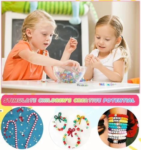Vista 3 de MontoSun Kit de fabricación de pulseras de cuentas, kit de pulseras de la amistad, cuentas de poni, abalorios de cuentas de flores de arcilla