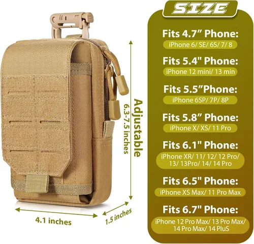 Vista 3 de SOWHUP Bolsa Táctica Molle Pequeña con Funda para Celular, Organizador de Gadgets EDC para Cintura