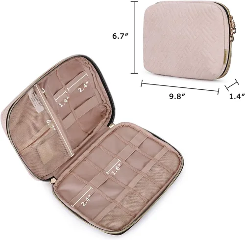 Vista 6 de BAGSMART Estuche organizador de electrónica grande de viaje, artículos esenciales de viaje, organizador de cables, bolsa organizadora de cables