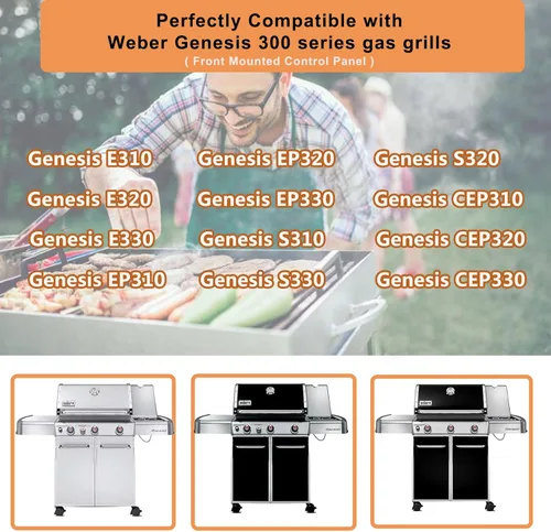 Vista 3 de 7620 7621 Barra aromatizadora de 17.5 pulgadas para piezas de parrilla Weber Genesis serie 300, Weber Genesis E/EP-310, 320, 330, Genesis S/E-310