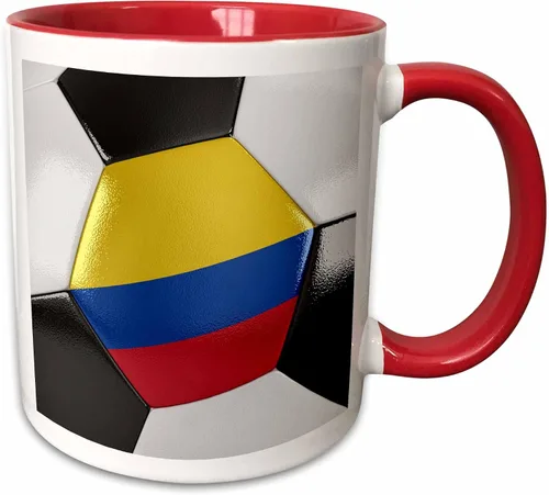 Vista 12 de 3dRose Colombia - Taza de fútbol (11 onzas), color negro