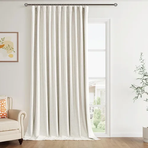 Vista 66 de Joywell - 2 cortinas de lino 100% opacas, con bolsillo para cortinero, trabilla trasera, cinta para ganchos y anillas con clip, con aislamiento