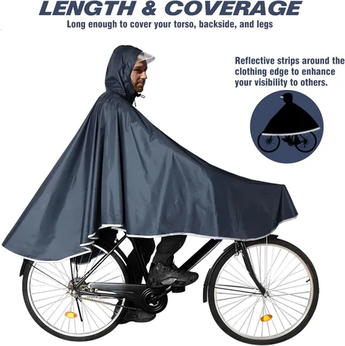 Vista 5 de Anyoo Poncho de lluvia impermeable para bicicleta, capas de lluvia, ligeras, compactas, reutilizables, para adultos