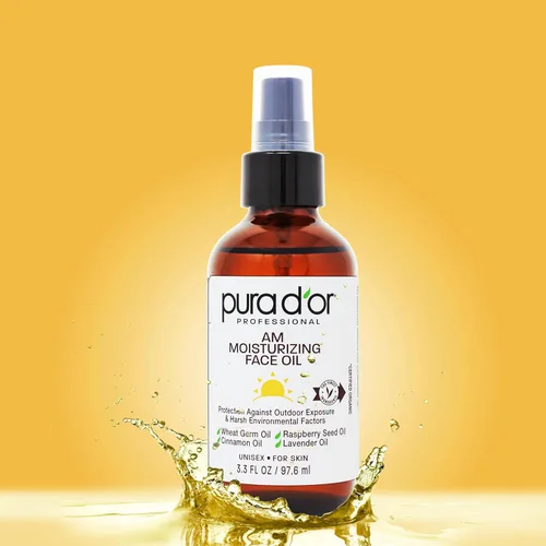 Vista 2 de PURA D'OR Aceite facial hidratante ORGANIC AM de 3.3 onzas – Cuidado de la piel hidratante Morning Glow – Hidratante ligero para una piel brillante