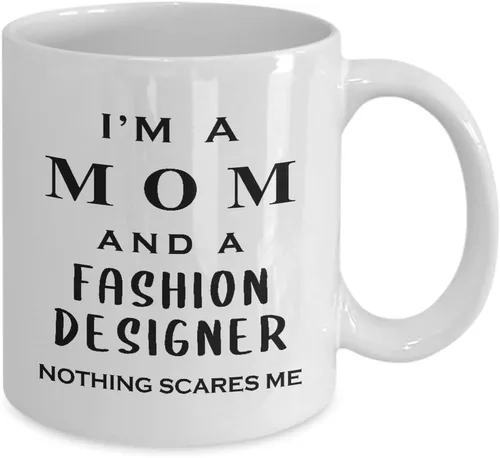 Vista 2 de Regalos para diseñador de moda, mamá, mujer, esposa, taza de café, taza de té, artista textil, diseño de ropa, estilista industria, divertida