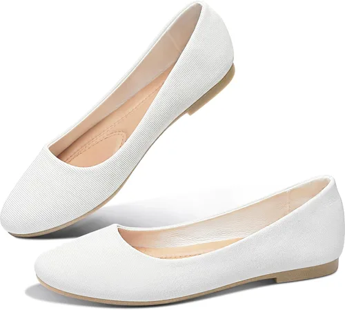 Vista 28 de Obtaom Zapatos planos de puntera redonda para mujer, zapatos de ballet negros para niñas