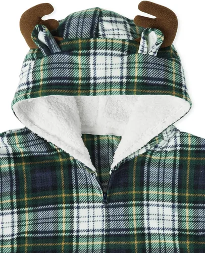 Vista 4 de The Children's Place - Conjunto de pijama de Navidad a juego para la familia, de vellón, para adulto, niño grande, niño pequeño, bebé