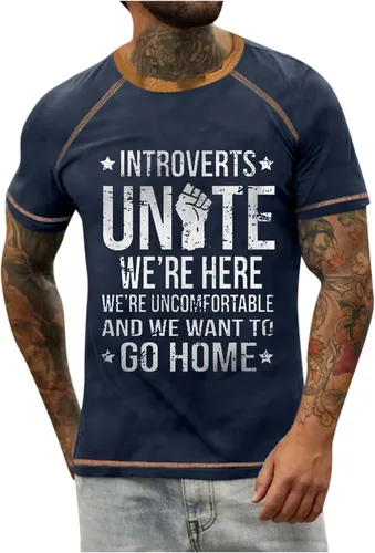 Vista 5 de Camisetas de ajuste entallado para hombre, con estampado de letras retro, manga corta, raglán, cómodas camisetas casuales