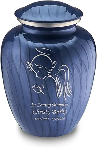 Vista 15 de Geturns - Pequeñas urnas de cremación de ángel personalizadas para cenizas humanas, urna funeraria negra para mujeres y hombres con capacidad