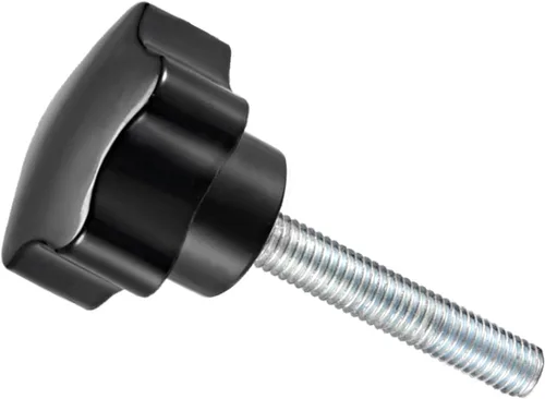 Vista 16 de Perillas de sujeción de estrella, rosca macho M5 x 0.984 in, cabeza de 0.945 in, mango de tornillo de pulgar de plástico, perno roscado, color negro