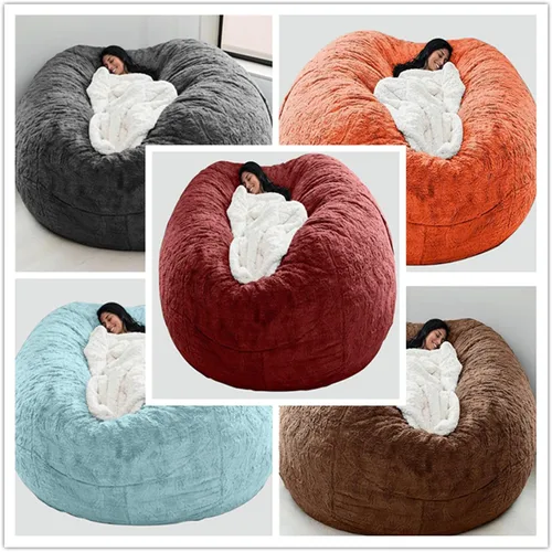 Vista 3 de Funda para puf de gran tamaño, muebles de sala de estar, de microfibra suave y lavable para adultos, funda exterior para sofá cama, funda