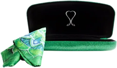 Vista 37 de La original e impresionante caja de gafas de concha dura, para mujer, de Spunky Soul Recubierto por un suave brillo Paño de limpieza