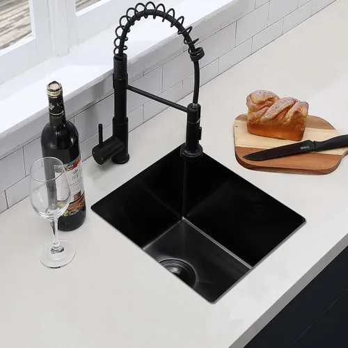 Vista 2 de Hotis - Fregadero de barra negro de montaje inferior, fregadero de barra negra de 15 x 17 pulgadas, fregadero de cocina pequeño de acero inoxidable