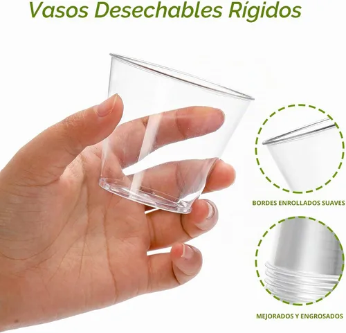 Vista 3 de Tebery Paquete de 200 vasos pequeños de plástico transparente, vasos desechables duros de 5 onzas, vasos de plástico a granel para fiestas
