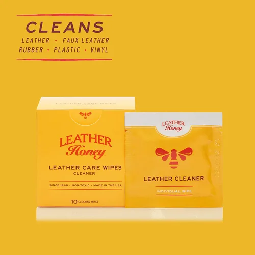 Vista 2 de Leather Honey Toallitas limpiadoras: cuero limpio sobre la marcha. 10 toallitas de limpieza para cuero, imitación y vinilo: cualquier