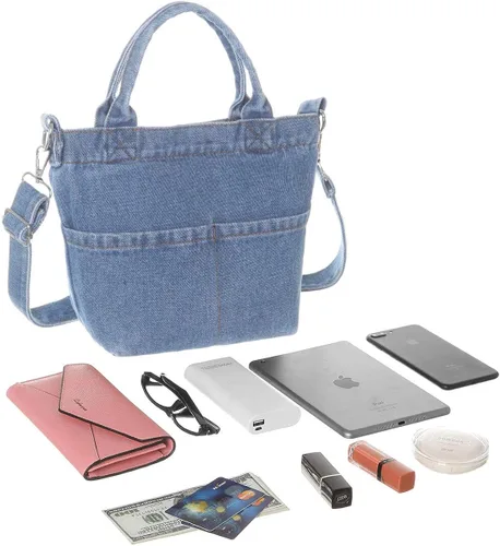 Vista 3 de AOCINA Denim Purse Jean Travel Tote Bags for Women Beach Bag Denim Purses and Handbags for Teen Girls Women