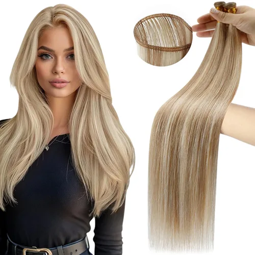 Vista 32 de Moresoo Extensiones de cabello humano real para coser, color negro natural