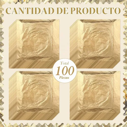 Vista 2 de 100 hojas imitación láminas de oro para decoración, arte, manualidades, tamaño 5.5 x 5.5 pulgadas, de Bememo For Gilding Furniture, Frames