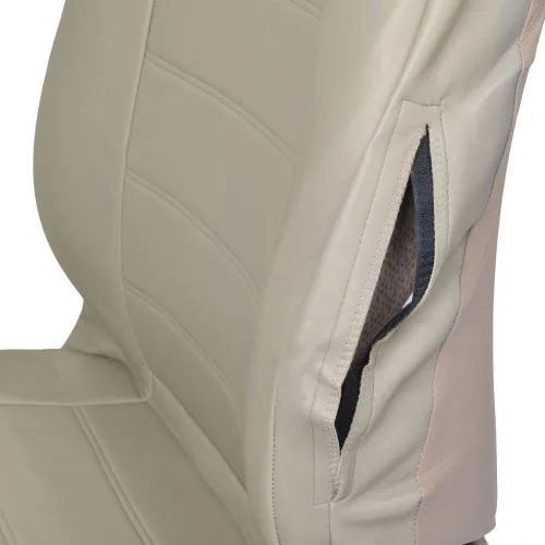 Vista 3 de BDK carXS - Fundas de asiento de automóvil de cuero beige para asientos delanteros, 4 piezas, piel sintética, incluye fundas de asiento delantero