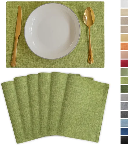 Vista 51 de Demetex - Juego de 4 manteles individuales de mesa de estilo rústico, resistentes al calor, de lino, lavables, de tela, manteles individuales